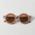 Trendy round frame children's sunglasses in dusty pink finish with 100% UV protection - Coffee Frame Tea Lens