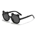 Adorable black cartoon bear ear foldable sunglasses for children with round frames - Foldable Cartoon Bear Ear (3010) / Black