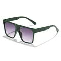 Stijlvolle oversized vierkante zonnebril met donkergroen montuur en paarse glazen - Groen Frame / Dubbel Grijs