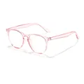 Side profile detail of pink transparent retro blue light blocking glasses - Transparent Pink