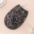 Close-up view of a gray 2-in-1 exfoliating loofah bath glove with soft skin-friendly texture - Glove / Gray