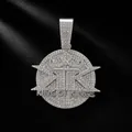 Detailed macro view of iced out silver King of Kings pendant with cubic zirconia - Pendant Only (No Chain) / Silver