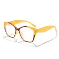 Γυαλιά προστασίας blue light cat-eye με διάφανο κεχριμπαρένιο και καφέ σκελετό - Στυλ Patchwork Κίτρινο Και Καφέ (97253) / Κίτρινο ζελέ
