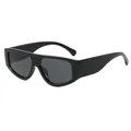 Modern black oversized shield sunglasses with full frame and dark UV protection lenses - One-piece Large Frame Style (99182) / Black Frame Grey Lens