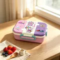 Pink cartoon 304 stainless steel divided bento box for kids school lunch - Unicorn Amusement Park Theme / 950ml Pink / Pink