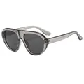 Retro aviator sunglasses featuring a transparent grey frame and large dark lenses - Transparent Grey Frame Grey Lens (C2)