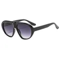 Retro oversized aviator sunglasses with black frame and purple gradient lenses - Black Frame Double Gray Lens (C3)