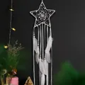 Handmade white star-shaped dream catcher with feathers for bohemian style wall hanging decor - Star Style (SJ9083) / White
