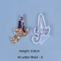 Siliconen mal cursieve letter A voor DIY kristal hars kunst met goudfolie en paarse stenen. - Cursieve Letter A (6.3x3.1cm)