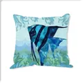 Artistic blue ocean angelfish linen cushion cover with watercolor style pattern - Blue Angelfish Style (MH003-7) / Single-Sided