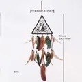 Triangle bohemian dream catcher with green and brown feathers for home wall decoration - Triangle Style (MS9399)