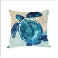 Blue watercolor sea turtle linen cushion cover variant for marine home decoration - Multicolor Sea Turtle Style (MH003-9) / Single-Sided