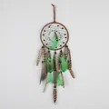 Handmade Bohemian forest style dreamcatcher with green and brown feathers decoration - Round Style (MS4038A)