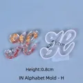 Transparent cursive letter H silicone mold for DIY resin casting with gold foil - Cursive Letter H (5.2x1.7cm)