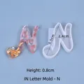 Cursive script letter N silicone mold for DIY crystal resin casting jewelry pendant - Cursive Letter N (5.5x2.4cm)
