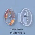 Premium silicone resin mold for letter O with finished gold flake pendant sample display - Cursive Letter O (5.1x3.2cm)