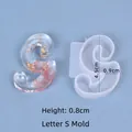 Cursive letter S silicone mold for DIY crystal epoxy resin craft, height 4.5cm - Cursive Letter S (4.5x0.9cm)