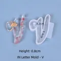Silicone alphabet mold for DIY crystal epoxy resin cursive letter V pendant jewelry - Cursive Letter V (3.2x5.4cm)