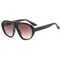 Retro oversized aviator sunglasses with black frame and reddish-brown gradient lenses. - Black Frame Double Tea Lens (C4)