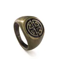 Vintage-Ring aus Titanstahl mit traditionellem chinesischem Langlebigkeitssymbol, Schwarz - Wohlstand (Antikbronze)