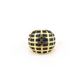Retro goldener karierter Ring mit schwarzem Gitter, mutiger auffälliger Unisex-Schmuck - Größe 6 / Gold