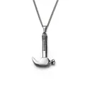 Vintage Herren Halskette mit Hammer-Anhänger aus Titanstahl im Industrial-Stil Design - Kettenlänge 66cm / Stahlfarben