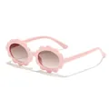 Fashionable pink flower-shaped sunglasses for children with brown tinted lenses - Pink Frame Tea Lens
