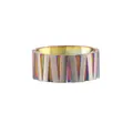 Fasettierter Ring im Hip-Hop-Stil mit schillerndem Regenbogen-Finish und Bürstung des Metalls - Größe 9 Verstellbar / bunt