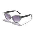 Sparkly kids cat-eye sunglasses with grey glitter frame and purple gradient lenses - Gray Glitter Rhinestone Style (61101) / Fluorescent Grey Frame Grey Lens