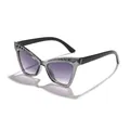 Fashionable kids cat-eye sunglasses with silver glitter frame and purple gradient lenses - Fluorescent Grey Frame Grey Lens