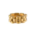 Anello in acciaio al titanio dorato con design a maglie di orologio stile streetwear - Oro