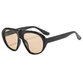 Übergroße Retro-Pilotenbrille mit schwarzem Rahmen und Champagner-Gläsern - Schwarzer Rahmen Champagner Linse (C6)
