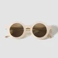 Stylish round children's sunglasses with creamy beige frame and protective brown lenses - Nude Pink Frame Orange Temple