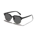 Kids retro semi-rimless square sunglasses with black frame and silver studs - Black Frame Grey Lens