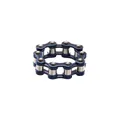 Industrial style bicycle chain ring in deep blue and silver titanium steel - Size 8 / Industrial Bike Chain Style Ring (DWJ0606) / Blue Silver