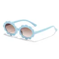 Fashionable cute light blue flower shaped sunglasses for kids with gradient lenses - Blue Frame Tea Lens