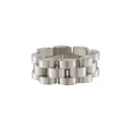 Hochwertiger verstellbarer Ring im Uhrenketten-Stil aus gebürstetem silbernem Titanstahl - US 7 Verstellbar / Uhrenarmband-Stil / Stahlfarben