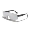 Unisex randloze eendelige gespiegelde zonnebril voor fietsen en buitenmode accessoire - Zwart Frame Zilveren Spiegel