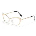 Occhiali da vista vintage cat eye in metallo dorato con lenti anti luce blu chiare - Montatura Oro Anti-luce Blu / Oro