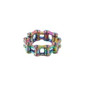 Hip-hop style rainbow iridescent bicycle chain ring made of high-quality titanium steel - Size 8 / Industrial Bike Chain Style Ring (DWJ0606) / Rainbow