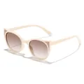 Occhiali da sole a gatto per bambini con glitter in finitura crema beige elegante - Bianco Sporco Lenti Doppio Te