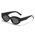 Occhiali da sole vintage retrò stile cat-eye con aste larghe in nero lucido per donna - montatura nera con lenti grigie