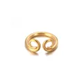 Eleganter verstellbarer Ring aus Gold-Titanstahl mit Sun Wukong Spiral-Design für Paare - Größe 6 / Offen Verstellbar (Gold) / Gold