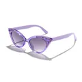 Purple cat-eye sunglasses with glitter and rhinestone decorations for kids fashion - Purple Glitter Rhinestone Style (61101) / Fluorescent Purple Frame Grey Lens