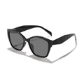 Klassieke zwarte cat-eye zonnebril voor dames met UV-bescherming voor trendy streetstyle - Zwart Frame Grijze Lenzen