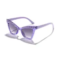Stylish sparkling purple cat-eye sunglasses for girls featuring fine glitter and rhinestones - Fluorescent Purple Frame Grey Lens