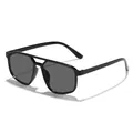 Classic black aviator sunglasses with hollow bridge design for premium outdoor UV protection - Black Frame Gray Lens (97175)