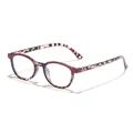 Lunettes carrées en acrylique coloré anti-lumière bleue avec motif écaille de tortue - Rouge et Motif Moucheté