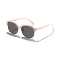 Cute children's pink half-frame square sunglasses with stylish metal rivet decoration - Pink Frame Grey Lens