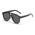 Occhiali da sole aviator retrò unisex con montatura nera e design a doppio ponte - Montatura Nera Lenti Grigie (97156)